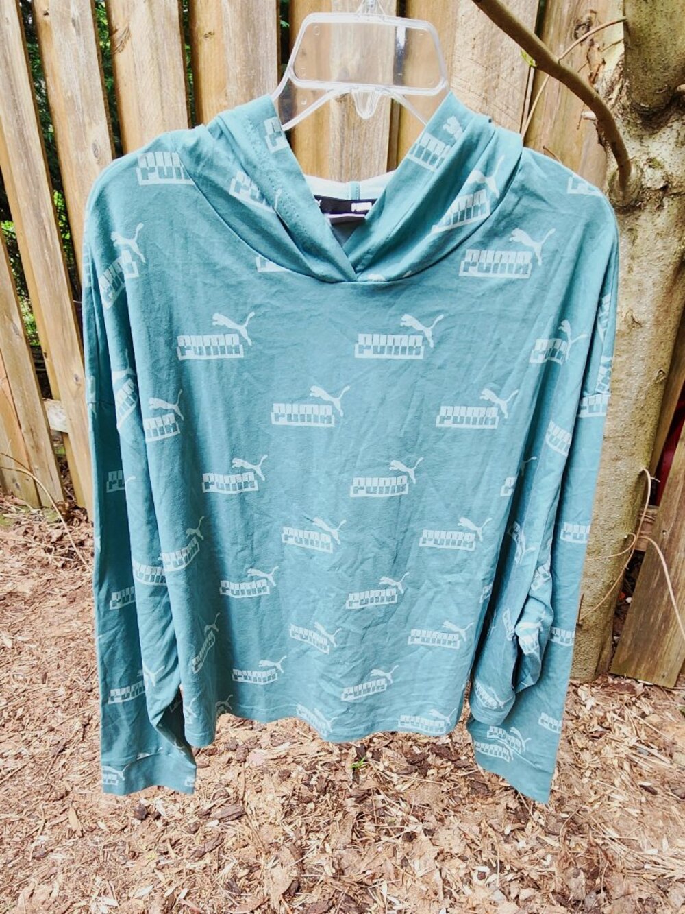 EUC Women's 3X pullover Puma Cropped Green cotton hoodie